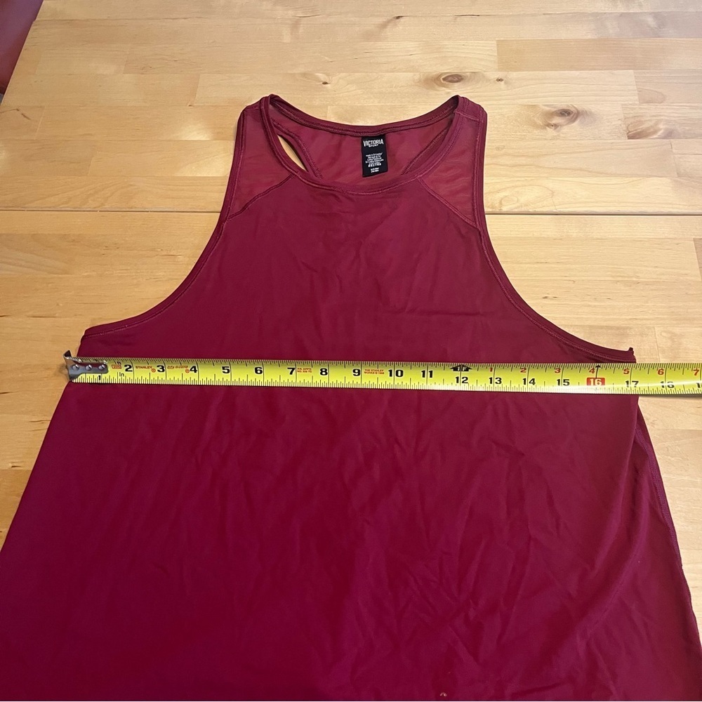 Victoria’s Secret Sport Athletic Tank Top Burgundy Red Mesh Size S Gym - Picture 7 of 8